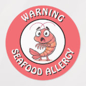 Warning Severe Seafood Allergy Alert Button ラベル (デザイン1)