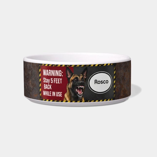 Warning Stay 5 Feet Back Belgian Malinois Pet Bowl ボウル (正面)