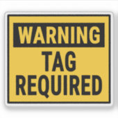 Warning Tag Required  シール (正面)