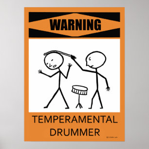 Warning Temperamental Drummer Poster ポスター