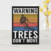 Warning Trees Dont Move Snow Winter Sport Skier  カード (黄色い花)