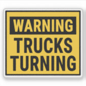 Warning Trucks Turning  シール (正面)