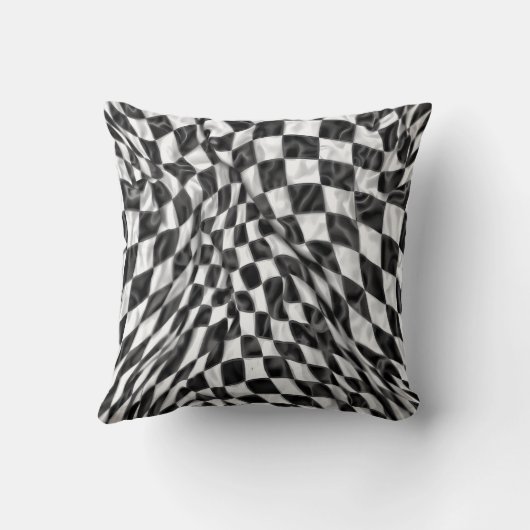 Warped Checkerboard Pattern | Soft Optical Illusio クッション (裏面)