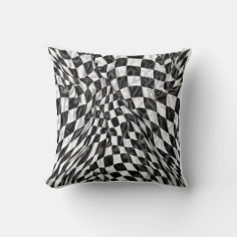 Warped Checkerboard Pattern | Soft Optical Illusio クッション
