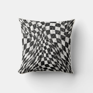 Warped Checkerboard Pattern | Soft Optical Illusio クッション