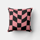 Warped Checkerboard Throw Pillow - Trippy Colorful クッション (裏面)