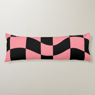 Warped Checkerboard Throw Pillow Trippy Pink Retro ボディピロー