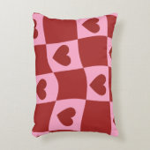 Warped Crimson Pink Checkerboard Pillow アクセントクッション (正面(垂直))