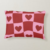 Warped Crimson Pink Checkerboard Pillow アクセントクッション (裏面)