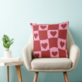 Warped Crimson Pink Checkerboard Pillow クッション (椅子)
