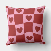 Warped Crimson Pink Checkerboard Pillow クッション (裏面)