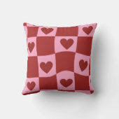 Warped Crimson Pink Checkerboard Pillow クッション (裏面)