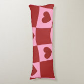 Warped Crimson Pink Checkerboard Pillow ボディピロー (正面縦)