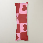 Warped Crimson Pink Checkerboard Pillow ボディピロー (裏面 (縦))