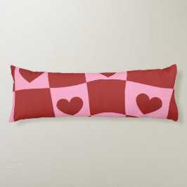 Warped Crimson Pink Checkerboard Pillow ボディピロー