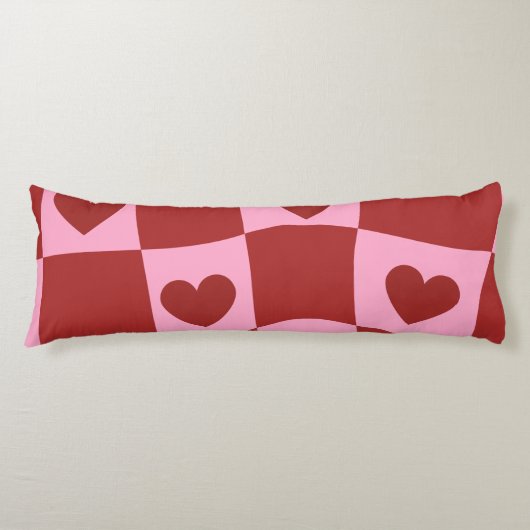 Warped Crimson Pink Checkerboard Pillow ボディピロー (正面)