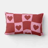 Warped Crimson Pink Checkerboard Pillow ランバークッション (裏面)