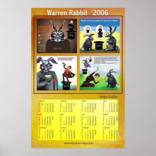 Warren Rabbit 2006カレンダーby Anjo Lafin ポスター (正面)