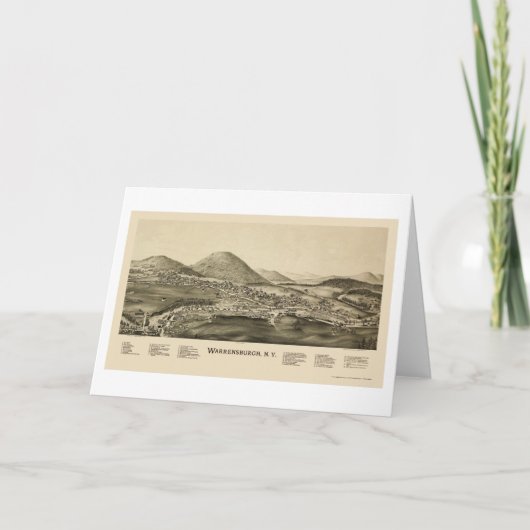 WarrensburgのNYのパノラマ式の地図- 1891年 カード (正面)