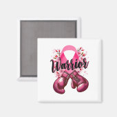 Warrior Boxing Gloves Pink Ribbon Breast Cancer Aw マグネット (正面/裏面)