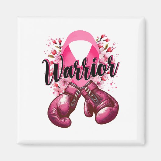 Warrior Boxing Gloves Pink Ribbon Breast Cancer Aw マグネット (正面)