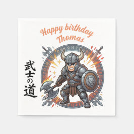 Warrior Fighter RPG Knight Anime Chibi Birthday スタンダードカクテルナプキン