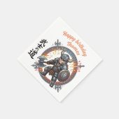 Warrior Fighter RPG Knight Anime Chibi Birthday スタンダードカクテルナプキン (角)