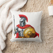warrior holding sword and shield ready for battle クッション (ブランケット)