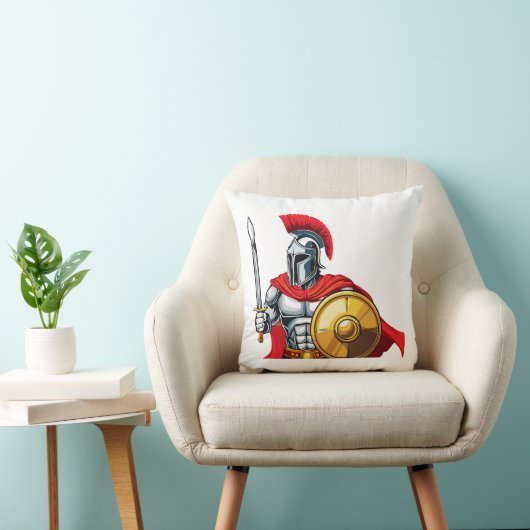 warrior holding sword and shield ready for battle クッション (椅子)