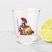 warrior holding sword and shield ready for battle ショットグラス (正面)