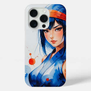 Warrior in Indigo Flames iPhone 15 Proケース