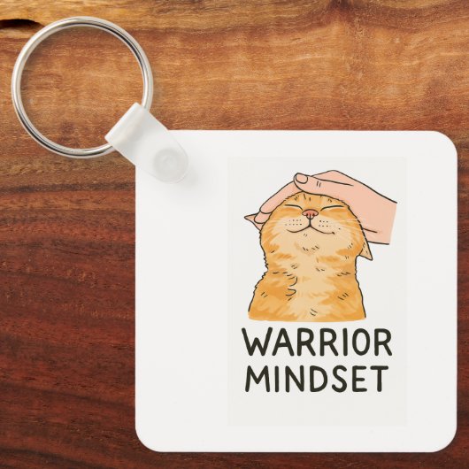 Warrior Mindset Cat Keychain – Zen Kitty Calm Vibe キーホルダー (正面)