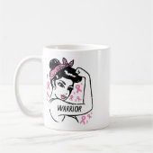 Warrior Unbreakable Pink Ribbon Breast Cancer Awar コーヒーマグカップ (左)