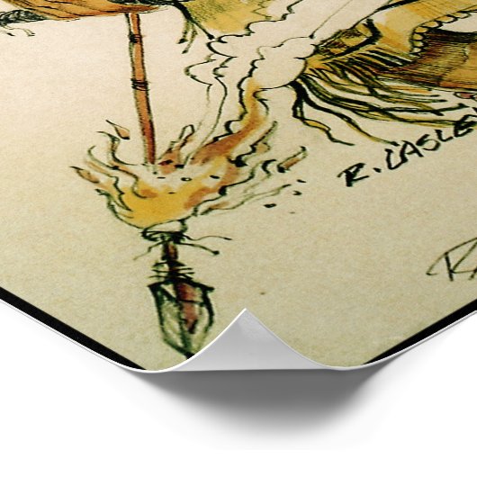 Warrior with Flaming Arrow Canvas Print ポスター (角)