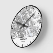 Warsaw Clock City Line Art ラウンド壁時計 (傾斜)