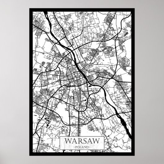Warsaw Poland City Map ポスター (正面)