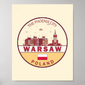 Warsaw Poland City Skyline Emblem ポスター (正面)