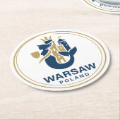 Warsaw Poland Europe ラウンドペーパーコースター (アングル)