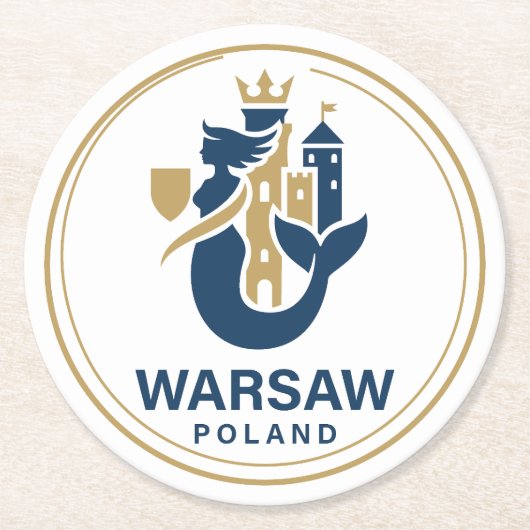 Warsaw Poland Europe ラウンドペーパーコースター (正面)