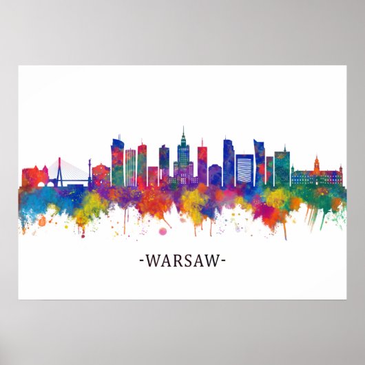 Warsaw Poland Skyline ポスター (正面)