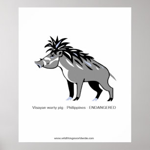 Warty PIG – 絶滅危惧動物 – 野生動物の戦士 ポスター