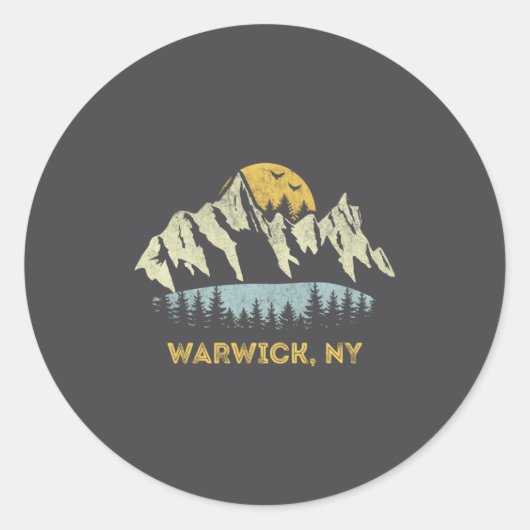 Warwick New York Mountain Sunset Sunrise Ny  ラウンドシール (正面)