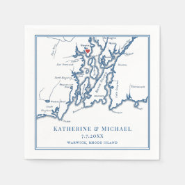 Warwick RIマップエレガントネイビーブルー結婚ズ スタンダードカクテルナプキン