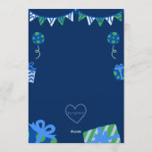 Was 6 Now 7, Blue Green Picture 7th Birthday 招待状 (裏面)