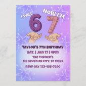 Was 6 Now 7, Pink Star 7th Birthday 招待状 (正面)