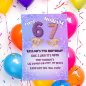 Was 6 Now 7, Pink Star 7th Birthday 招待状