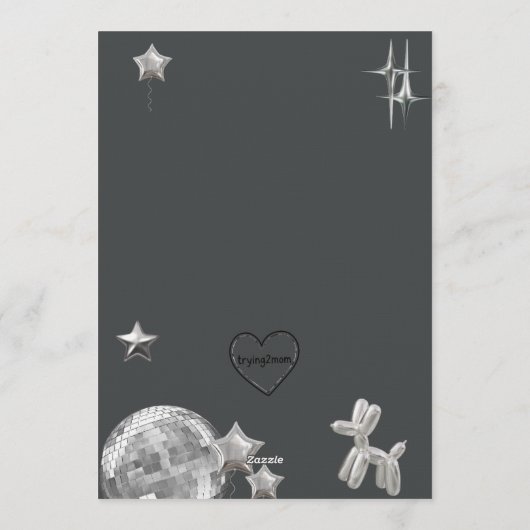 Was 6 Now 7, Silver Balloon 7th Birthday 招待状 (裏面)