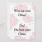 Was ist eine Oma? Schwangerschaft verkünden  招待状 (裏面)