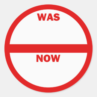 WAS - NOW小売販売ステッカー ラウンドシール