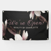 Was Open Business美しいサロンフローラタイポグラフィ 横断幕 (横)